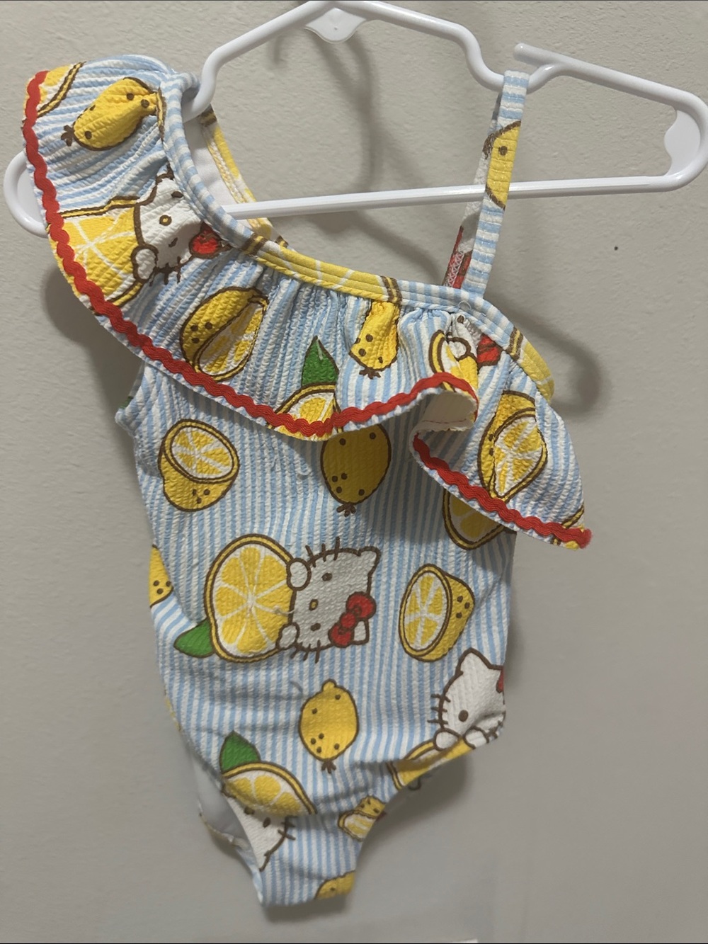 Hello Kitty Blue & Yellow Lemon Ruffle Baby Swimsuit